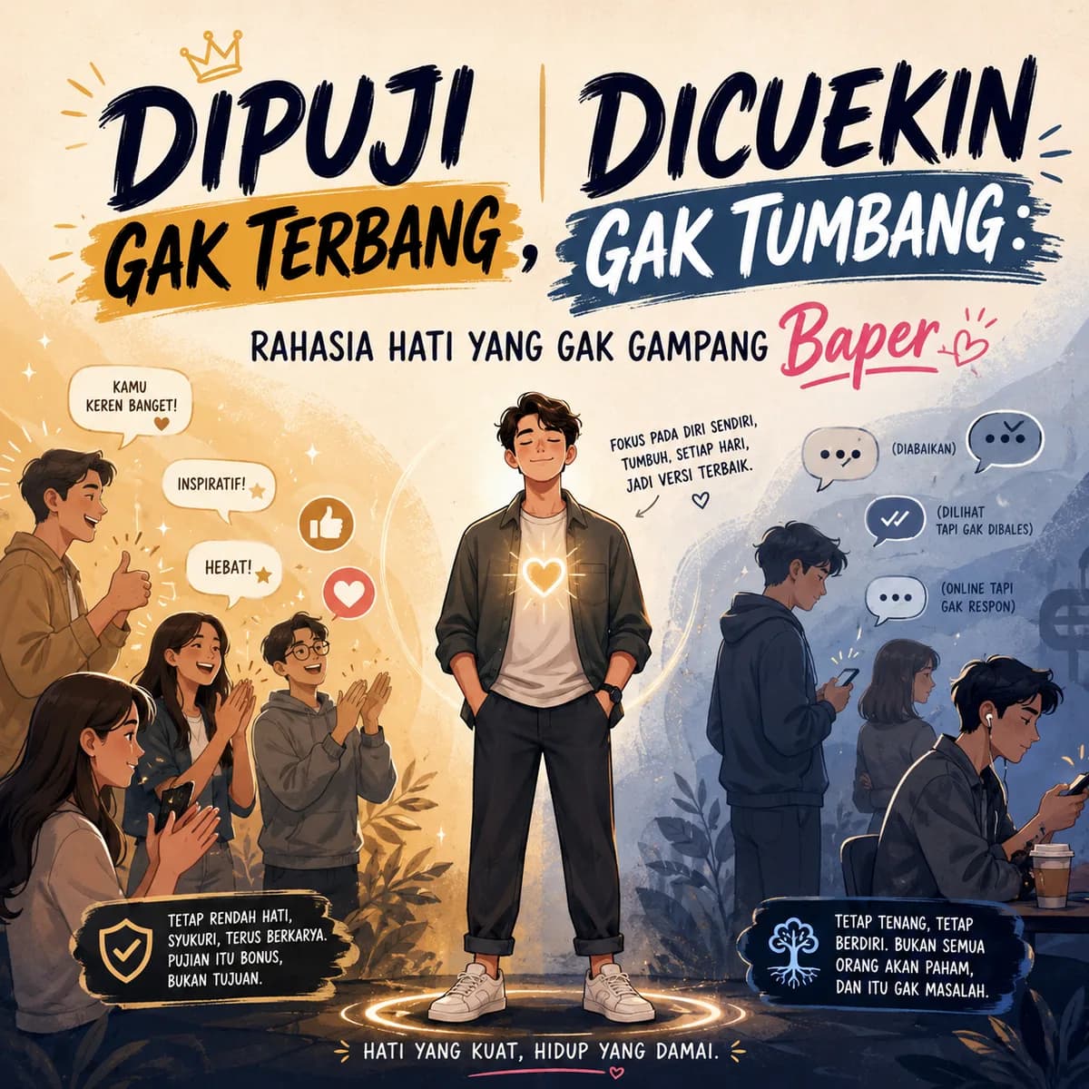Dipuji Gak Terbang, Dicuekin Gak Tumbang: Rahasia Hati yang Gak Gampang Baper