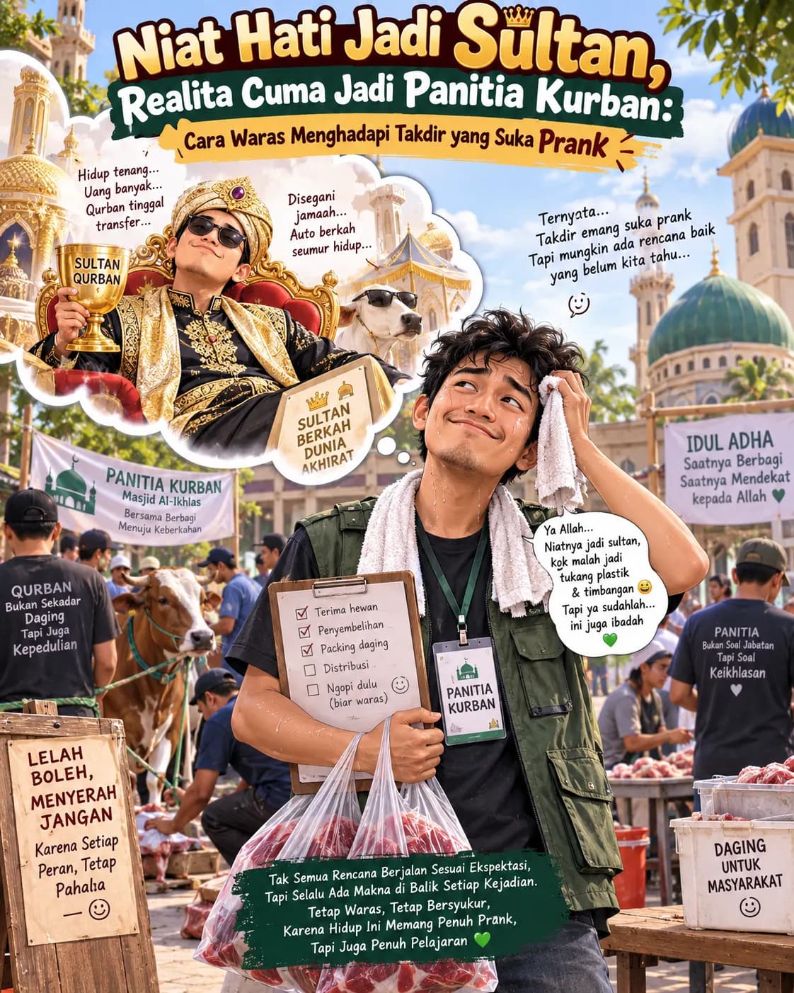 Niat Hati Jadi Sultan, Realita Cuma Jadi Panitia Kurban: Cara Waras Menghadapi Takdir yang Suka Prank